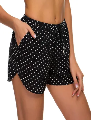 Urban CoCo Women's Casual Summer Elastic Waist Boho Print Shorts Patterned Short Pants with Pockets (L, 1)