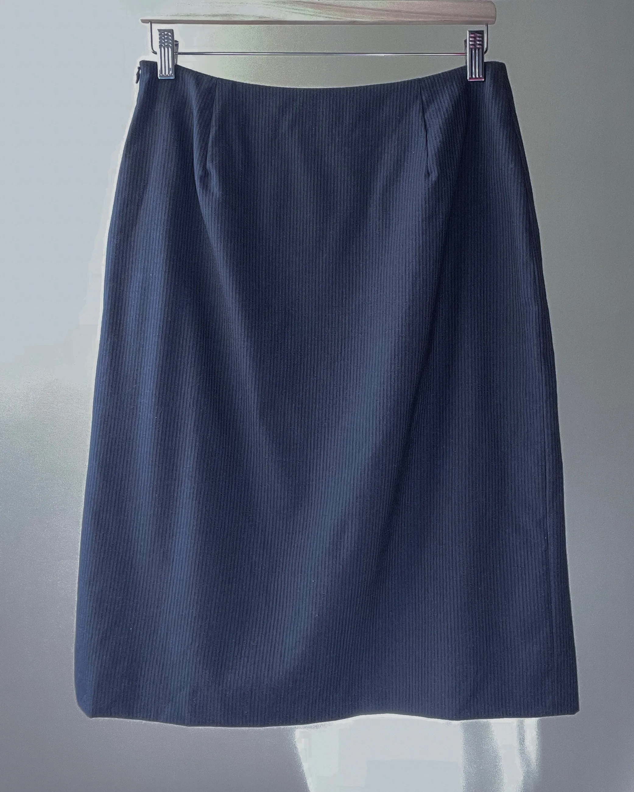 Vintage Designer Gianfranco Ferr Studio Navy Wool Stripe Skirt Suit