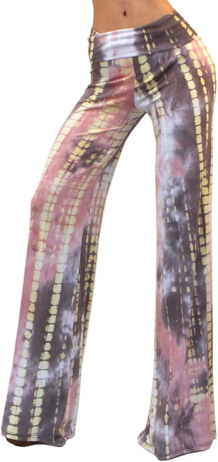 Vivicastle Women's USA Fold Over High Waist Wide Leg Long Palazzo Pants