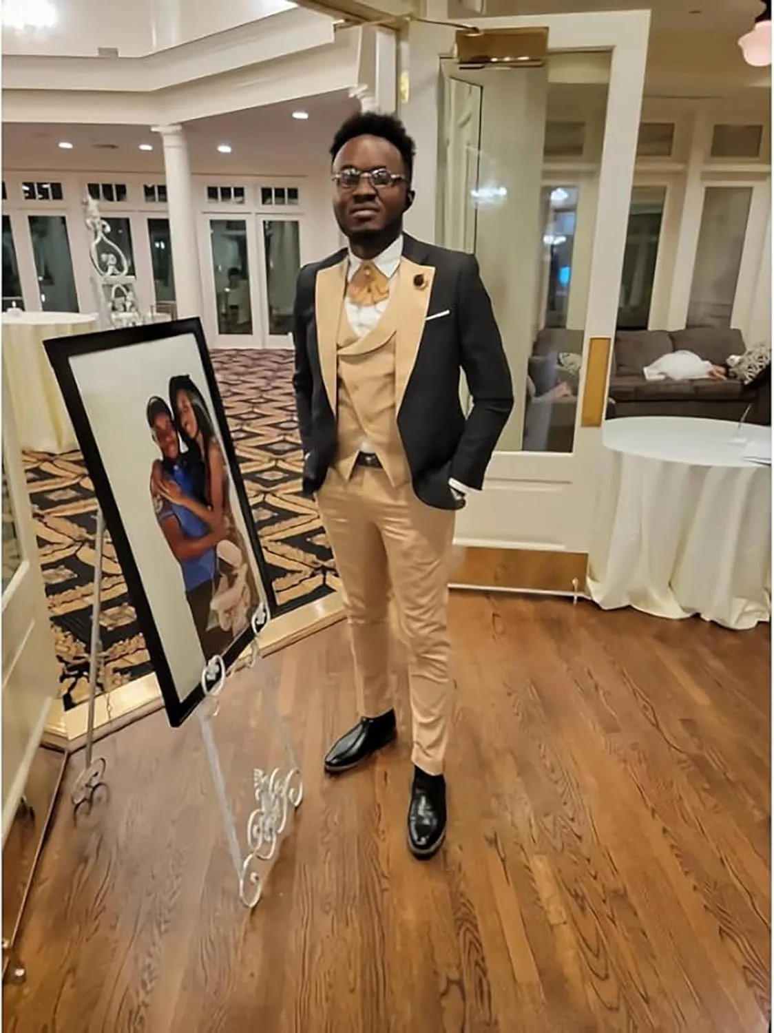 Wangyue 3 Piece Mens Tuxedo Suit Slim Fit Tuxedo for Men Double Breasted Wedding Prom Suits Blazer Vest Pants Sets 2025
