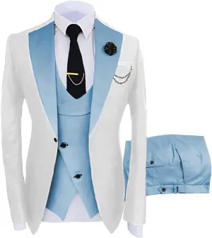 Wangyue Tuxedo for Men 3 Piece Men's Suits Slim Fit Mens Suit Double Breasted Tux Blazer Vest Pants Wedding Suits Man