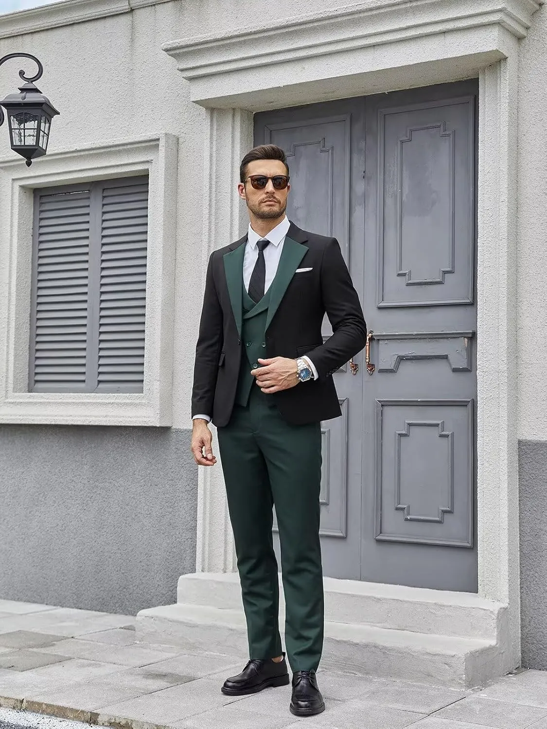 Wangyue Tuxedo for Men 3 Piece Men's Suits Slim Fit Mens Suit Double Breasted Tux Blazer Vest Pants Wedding Suits Man