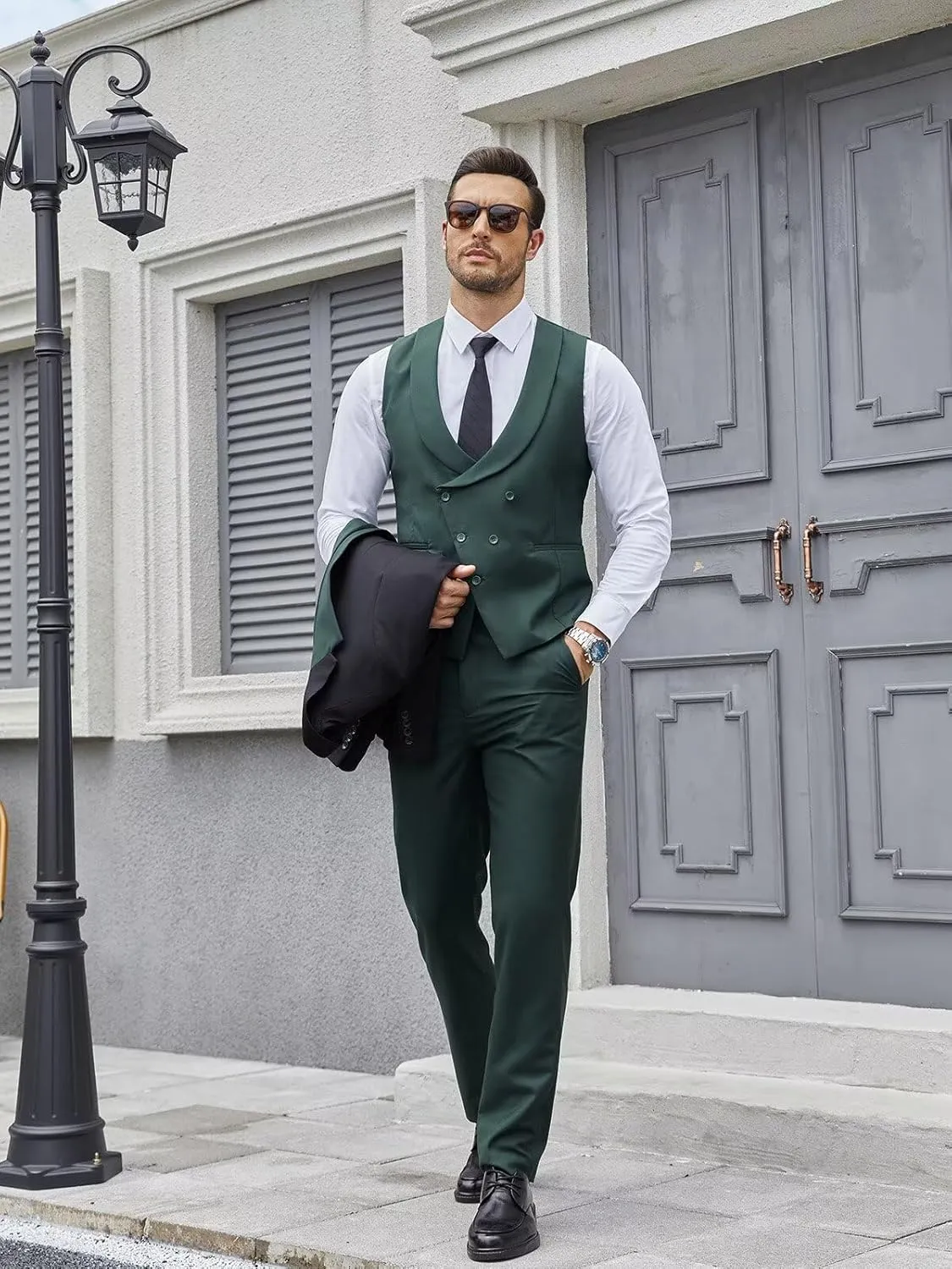 Wangyue Tuxedo for Men 3 Piece Men's Suits Slim Fit Mens Suit Double Breasted Tux Blazer Vest Pants Wedding Suits Man