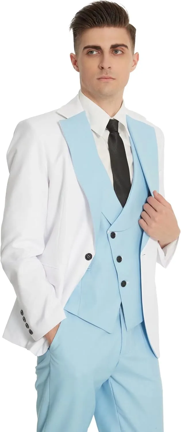 Wangyue Tuxedo for Men 3 Piece Men's Suits Slim Fit Mens Suit Double Breasted Tux Blazer Vest Pants Wedding Suits Man