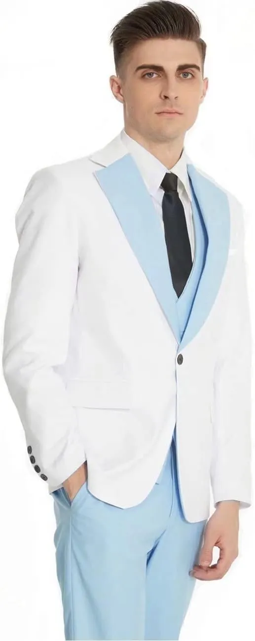 Wangyue Tuxedo for Men 3 Piece Men's Suits Slim Fit Mens Suit Double Breasted Tux Blazer Vest Pants Wedding Suits Man
