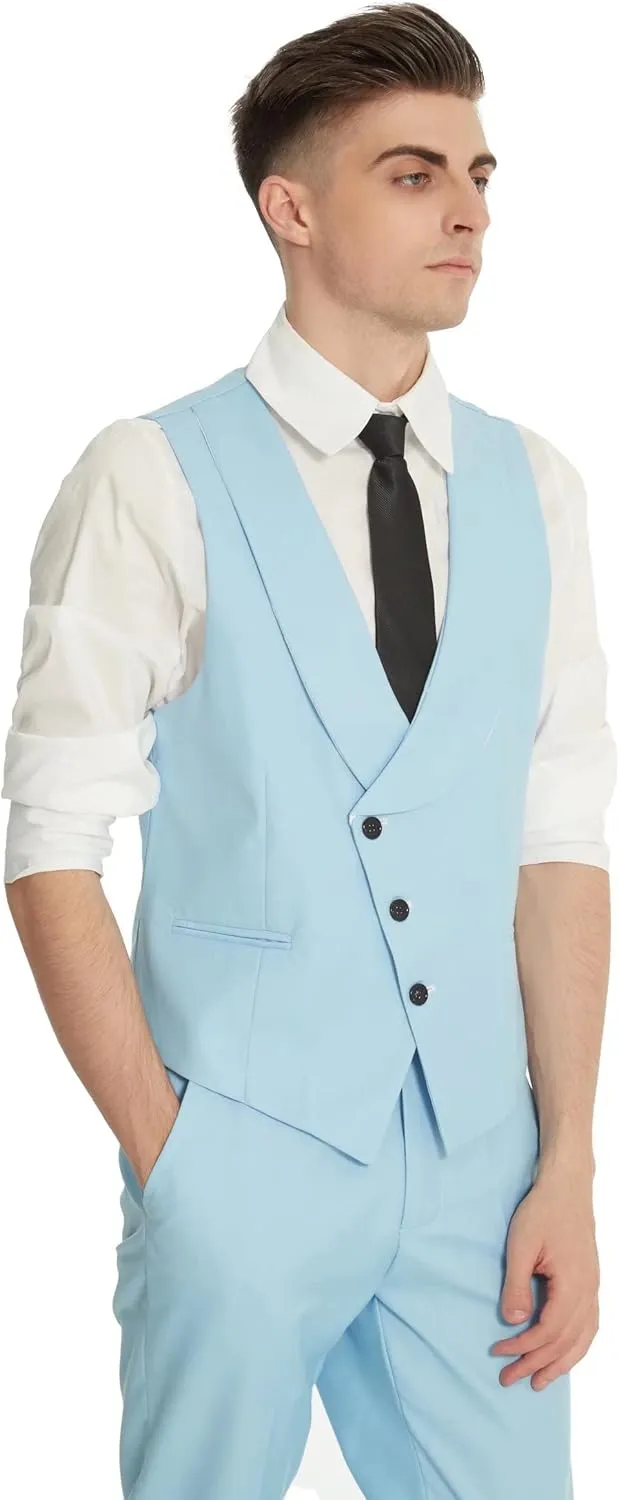 Wangyue Tuxedo for Men 3 Piece Men's Suits Slim Fit Mens Suit Double Breasted Tux Blazer Vest Pants Wedding Suits Man