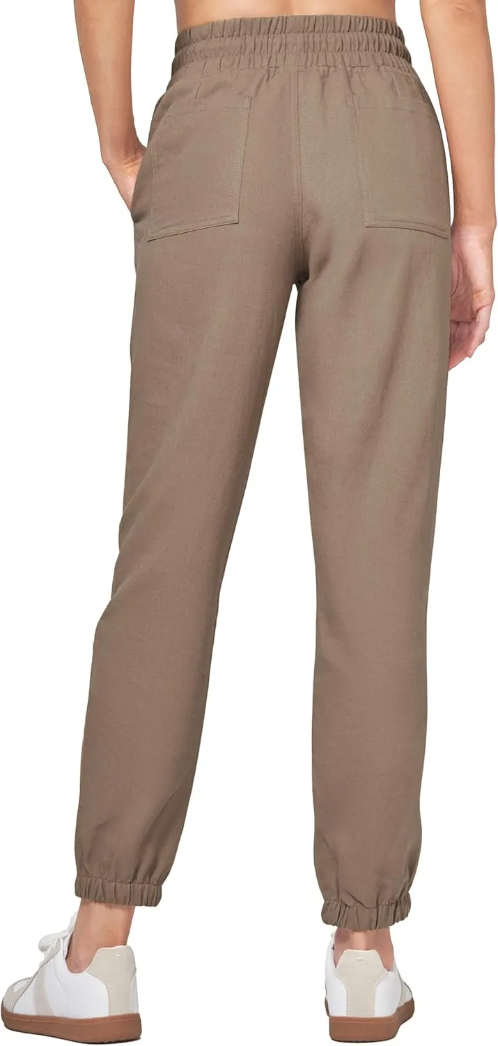 Willit Women Linen Pants Joggers Casual Lightweight Lounge Cotton Linen Travel Beach Summer Pants with Pockets 28"