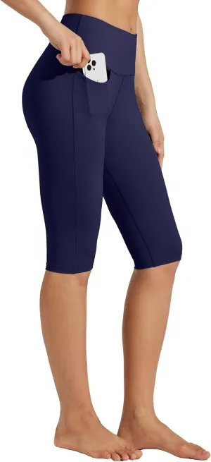Willit Women's Knee Length Leggings Capri with Pockets High Waisted Exercise Capris Pants for Summer Yoga Workout