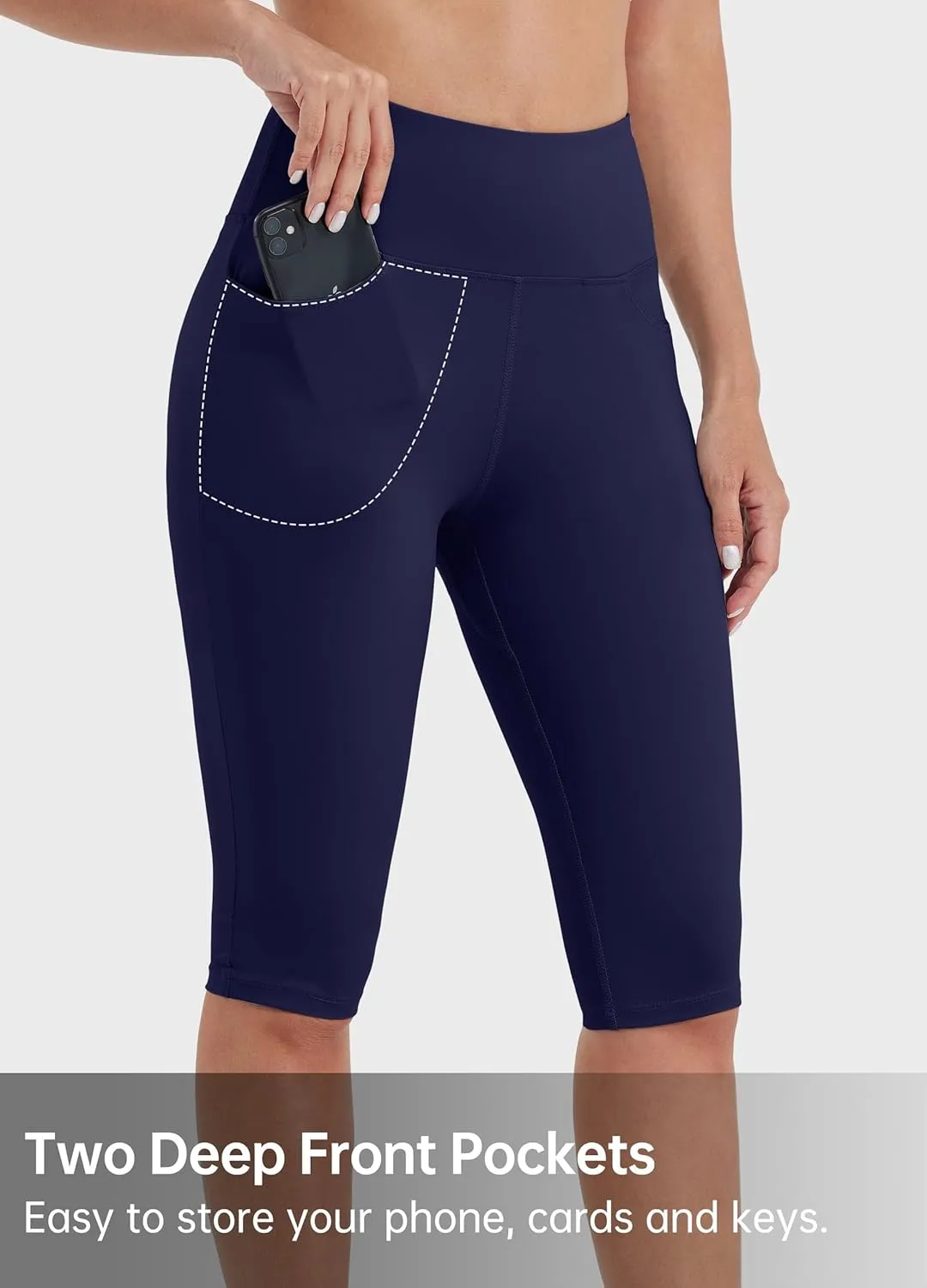 Willit Women's Knee Length Leggings Capri with Pockets High Waisted Exercise Capris Pants for Summer Yoga Workout