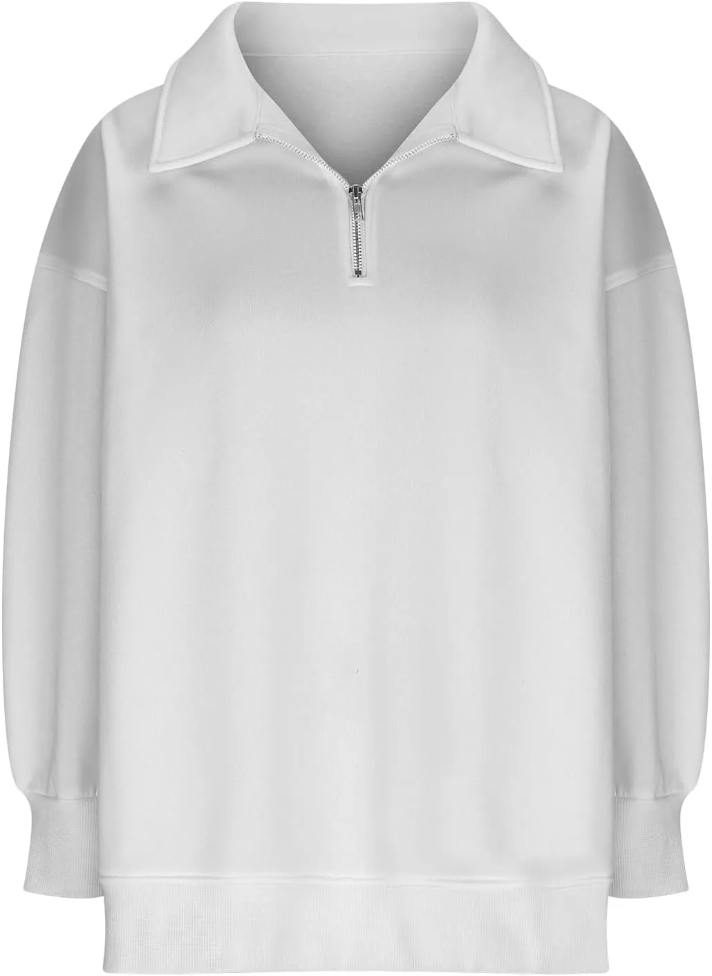 Women Casual Half Zip Oversized Sweatshirts Long Sleeve Plain Collared Hoodie Drop Shoulder Fleece Fall Pullover