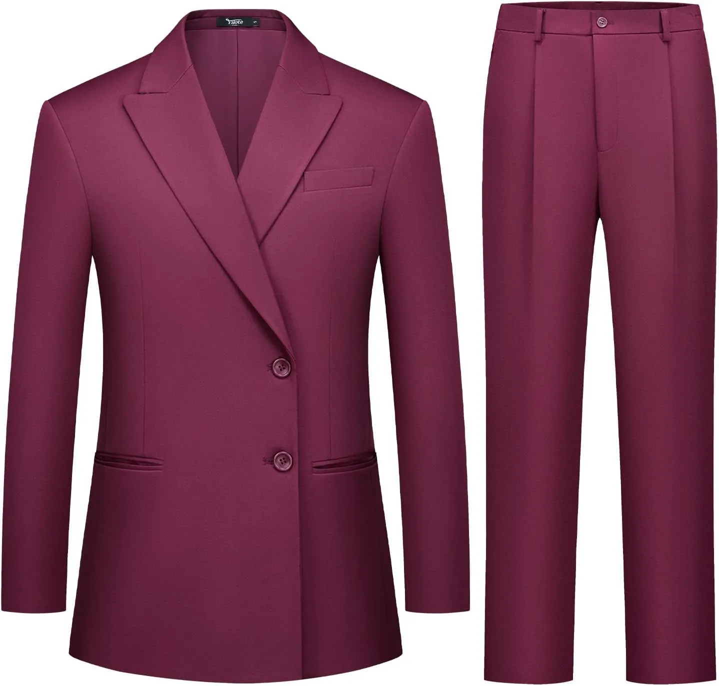 Women's 2 Piece Suit Two Button Business Casual Office Work Outfits Dressy Blazer Wide Leg Pants Set