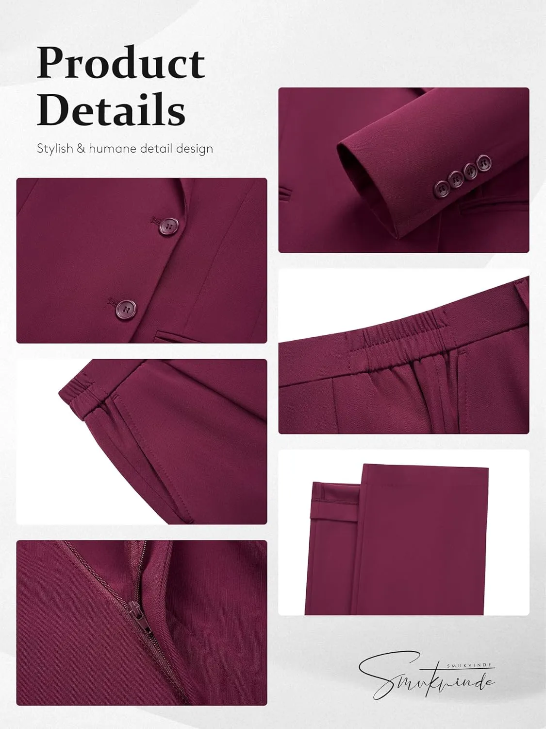 Women's 2 Piece Suit Two Button Business Casual Office Work Outfits Dressy Blazer Wide Leg Pants Set