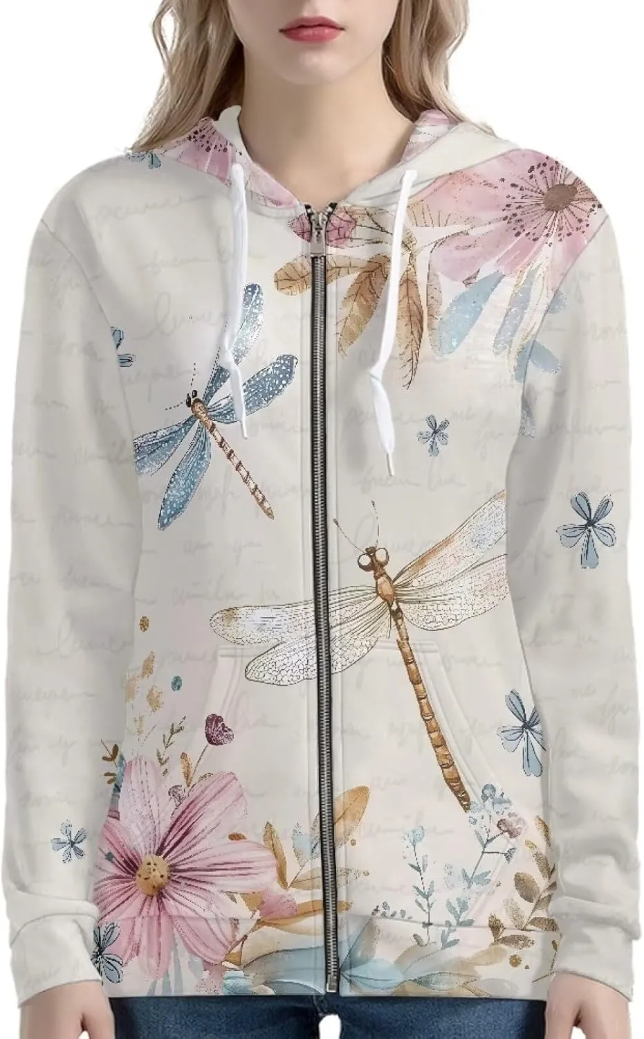 Women's Fall Full Zip Up Hoodie Long Sleeve Oversized Hooded Sweatshirts Pockets Jacket Coat