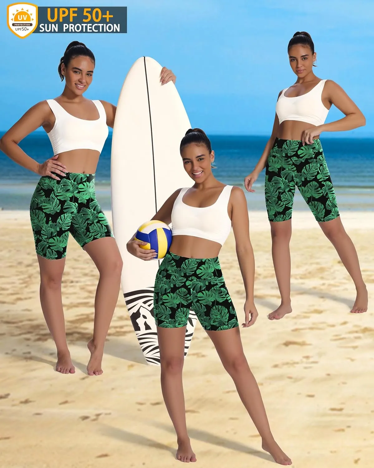 Women's High Waisted Long Swim Shorts - 5''/7''/9''/12" Tummy Control Swim Board Capris Bottoms Swimwear with Liner