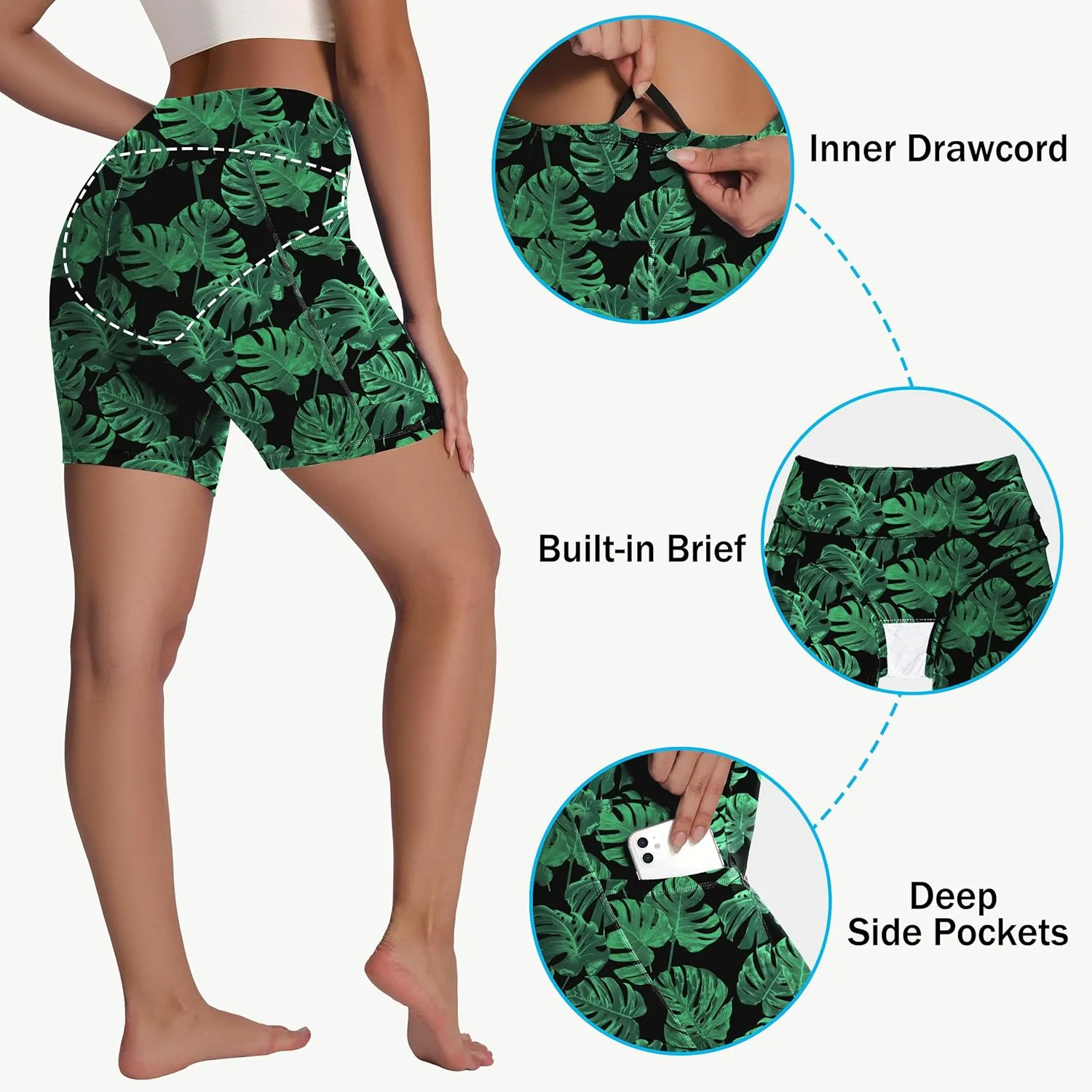 Women's High Waisted Long Swim Shorts - 5''/7''/9''/12" Tummy Control Swim Board Capris Bottoms Swimwear with Liner
