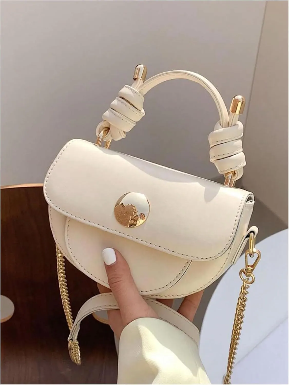 Women's Knot Strap Flap Handbags Faux Leather Top Handle Crossbody Bags Small Clutch Purses