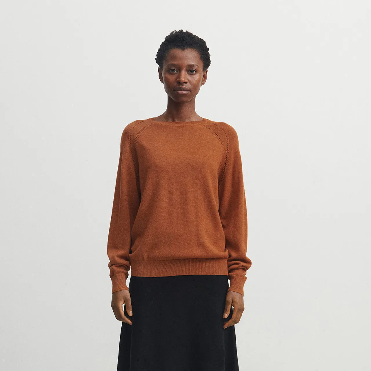Women's Light Sweater - 100% Merino - Ochre Orange (S, M, L)