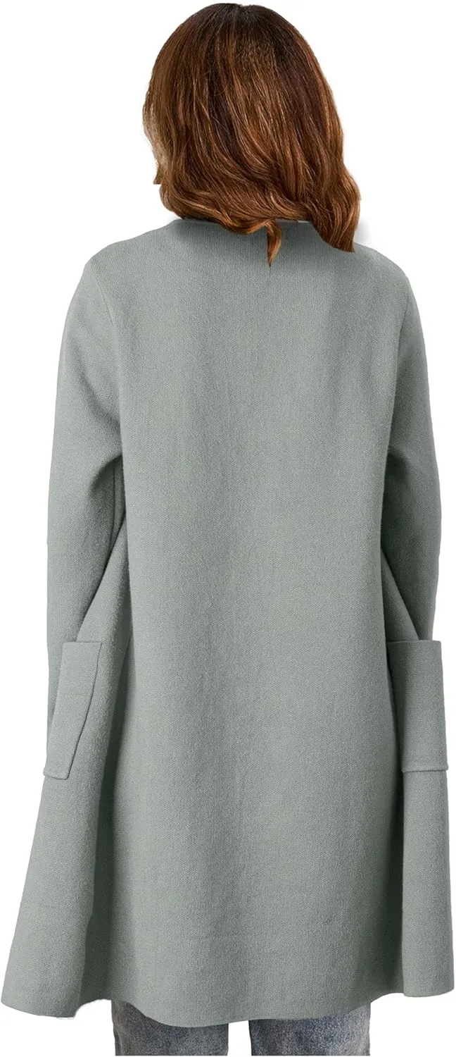 Women's Open Front Cardigan Sweater Long Sleeve Casual Knit Lapel Coatigan Coat