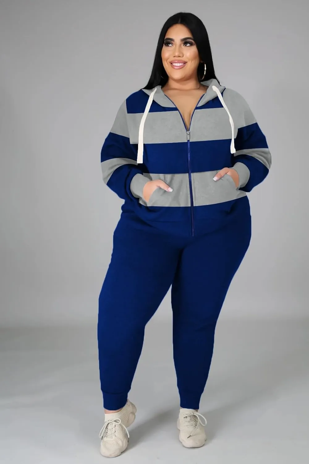 Women's Plus Size Two Piece Outfits Sweatsuits Sets Long Sleeve Loungewear Tracksuit Sets