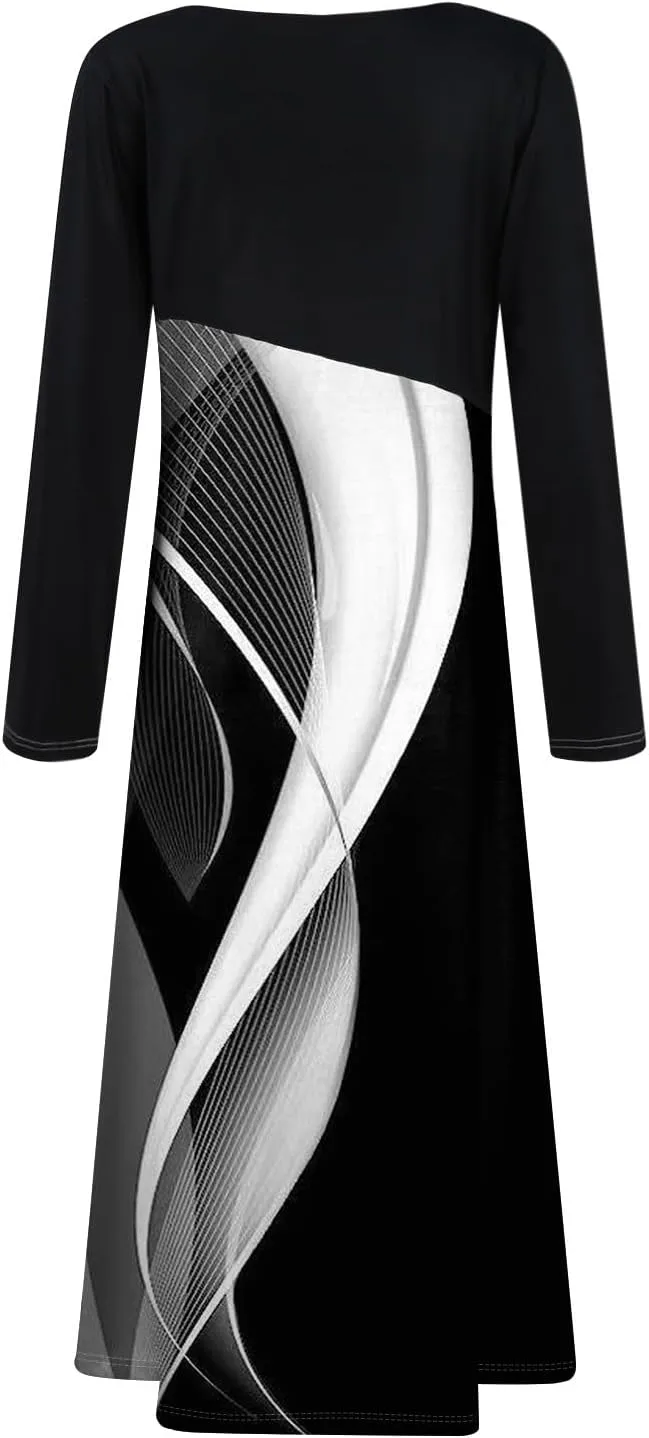 Womens Spring Fashion 2025 Dress Long Sleeve Midi V Neck Work Cute Teens Elegant Western Swing Dress