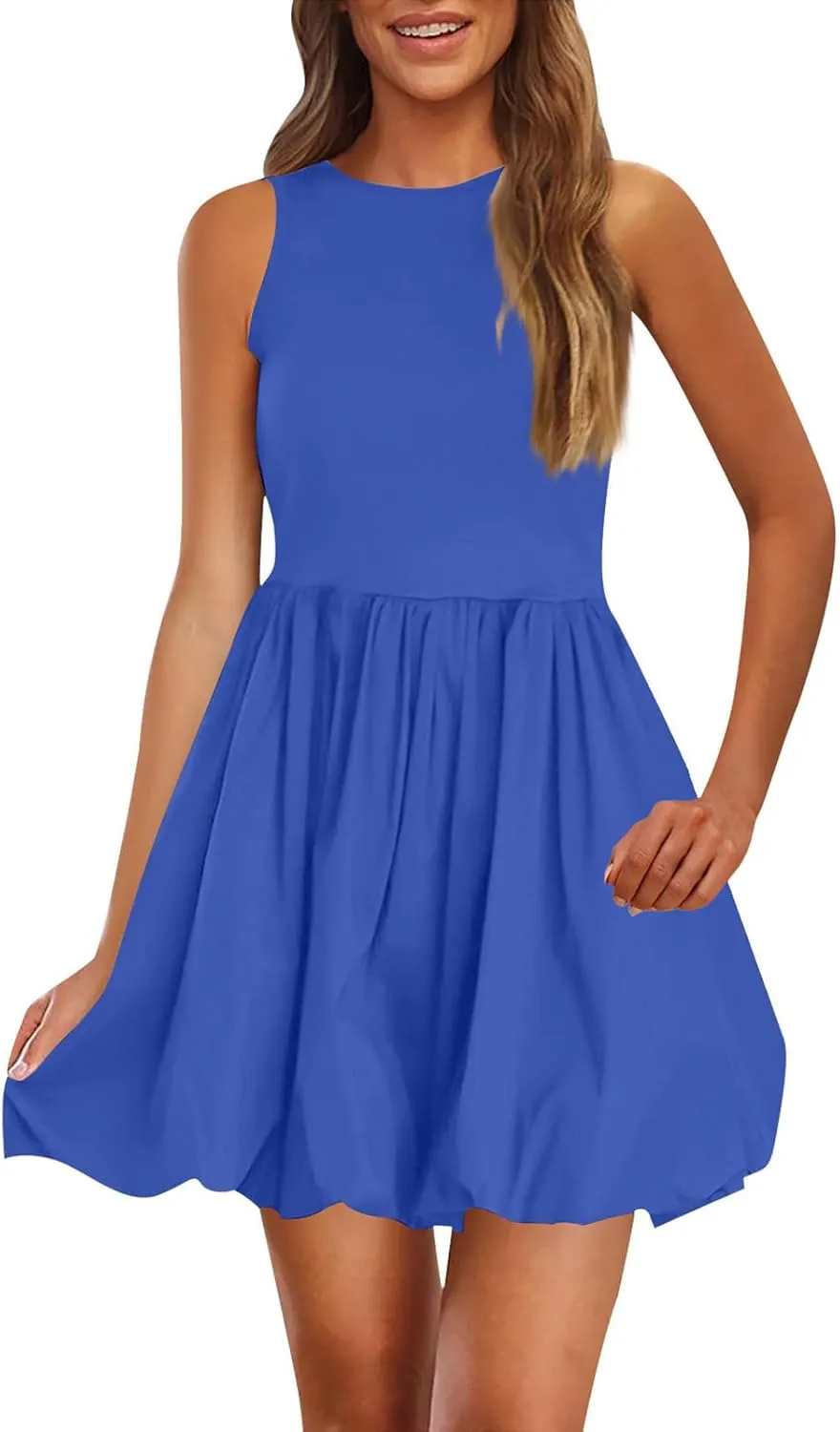 Womens Summer Tank Dress 2025 Casual Sleeveless Crew Neck Mini Dress A Line Sundresses Beach Vacation Dresses