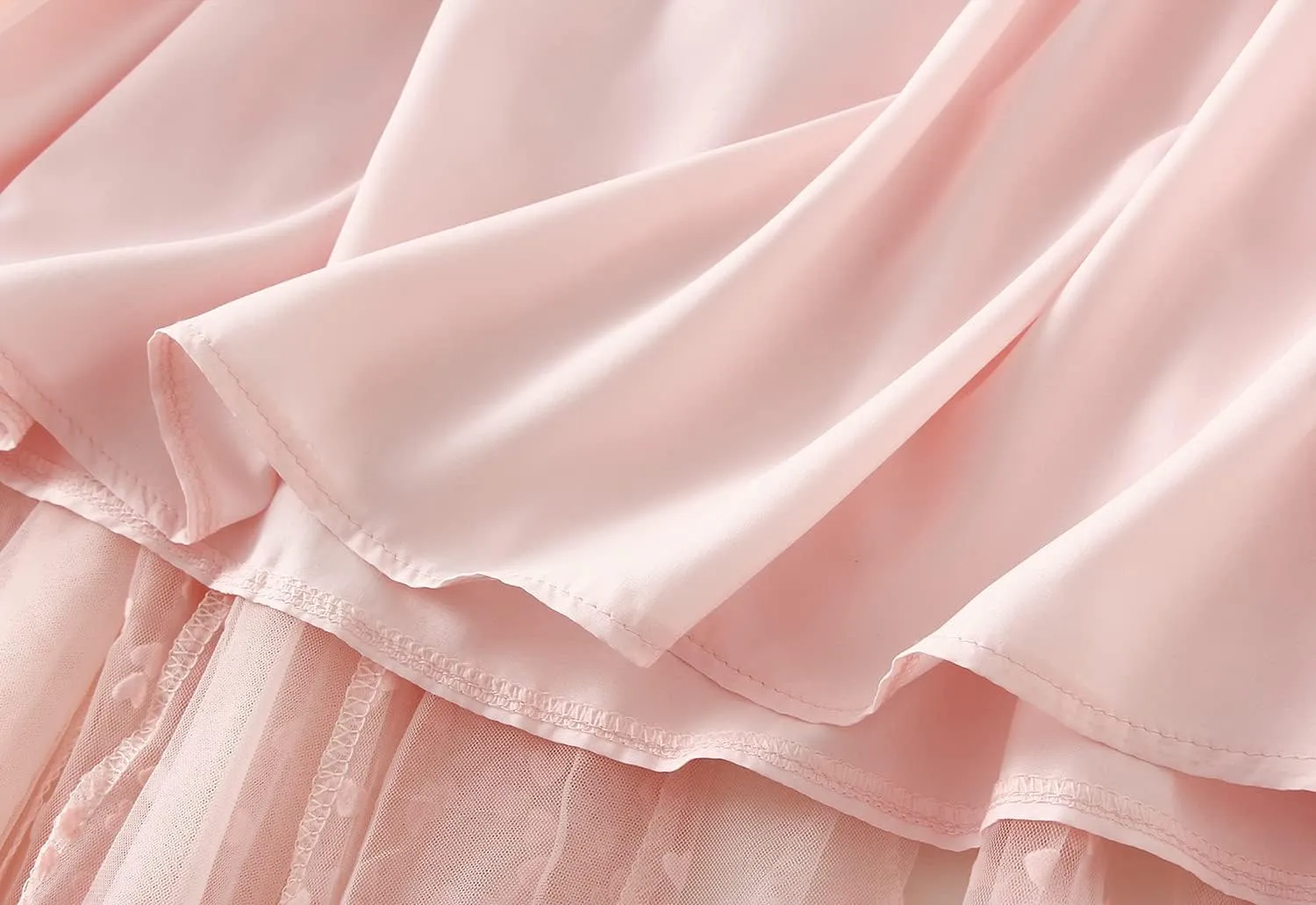 Women's Tulle Long Skirt High Waist Pleated Layered Elastic Waist Midi Skirt Mesh Ballet Wedding Prom Party A-Line Tutu Skirt