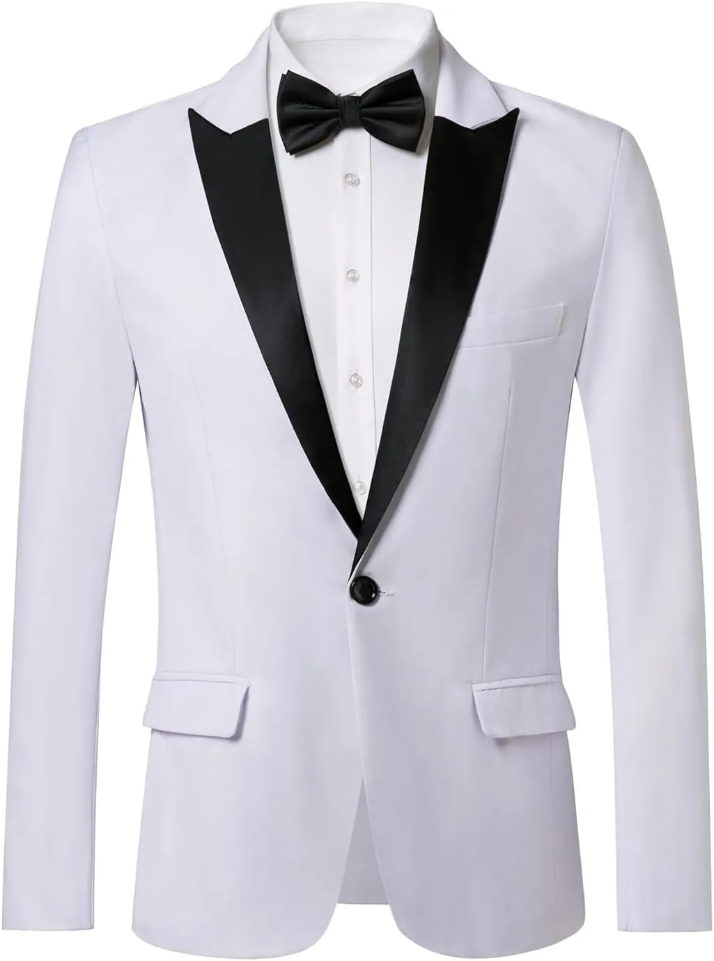 WZIKAI Mens Tuxedo Jacket Slim Fit One Button Solid Blazer Dress Suit for Wedding Prom Dinner Party