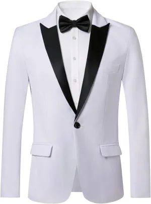WZIKAI Mens Tuxedo Jacket Slim Fit One Button Solid Blazer Dress Suit for Wedding Prom Dinner Party