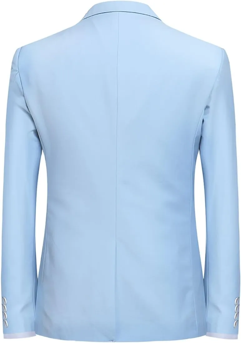YFFUSHI Men's Slim Fit 2 Piece Suit Solid One Button Casual Formal Wedding Blazer Jacket Pants Set