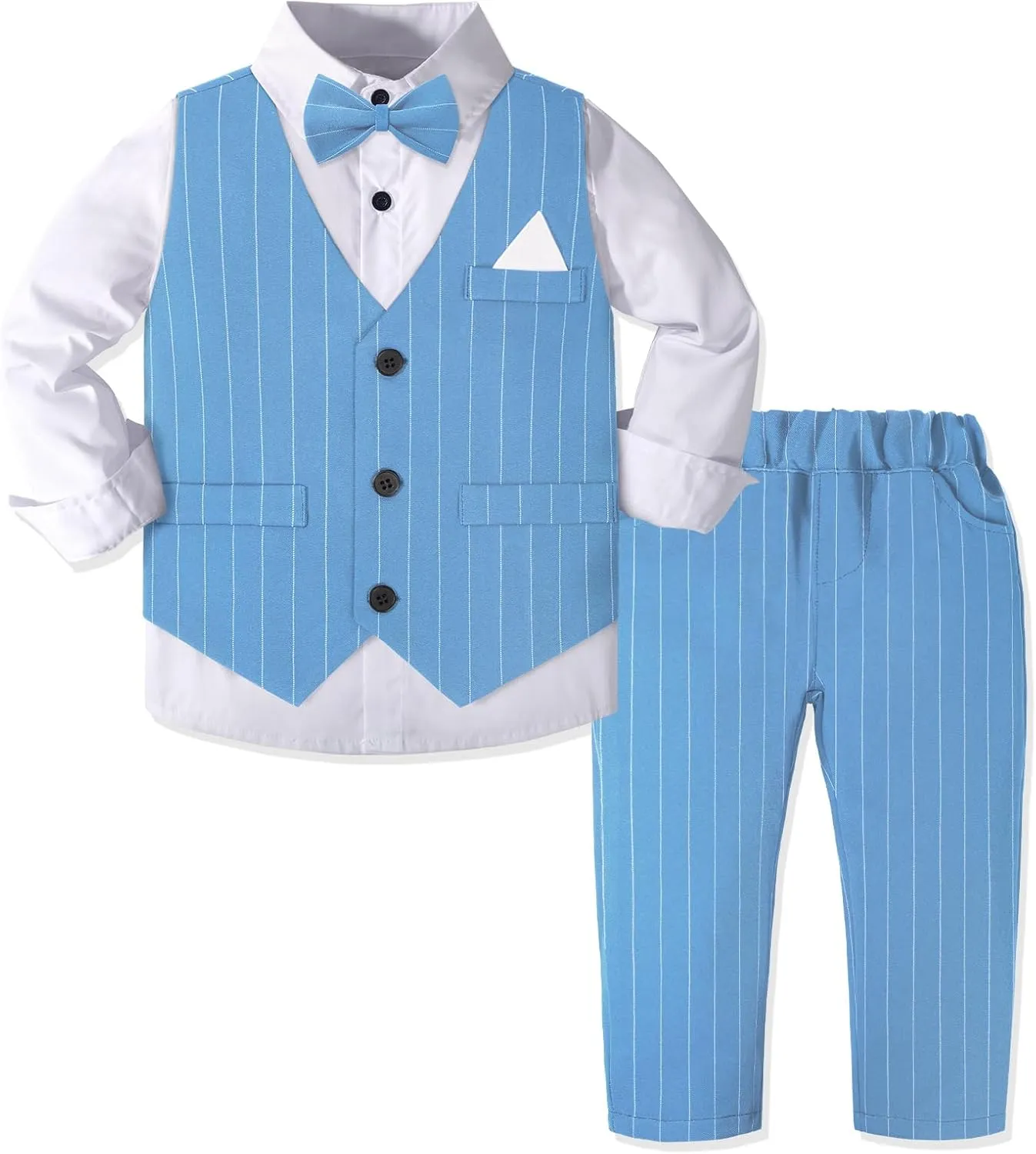 Yilaku Boys Suits Ring Bearer Outfit Toddler Suits with Vest Shirt Pants Sets Kids Dress Clothes for 18 Months-9 Years