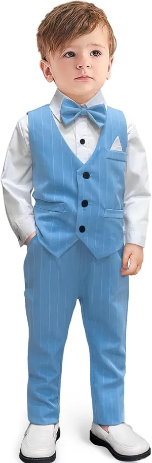 Yilaku Boys Suits Ring Bearer Outfit Toddler Suits with Vest Shirt Pants Sets Kids Dress Clothes for 18 Months-9 Years
