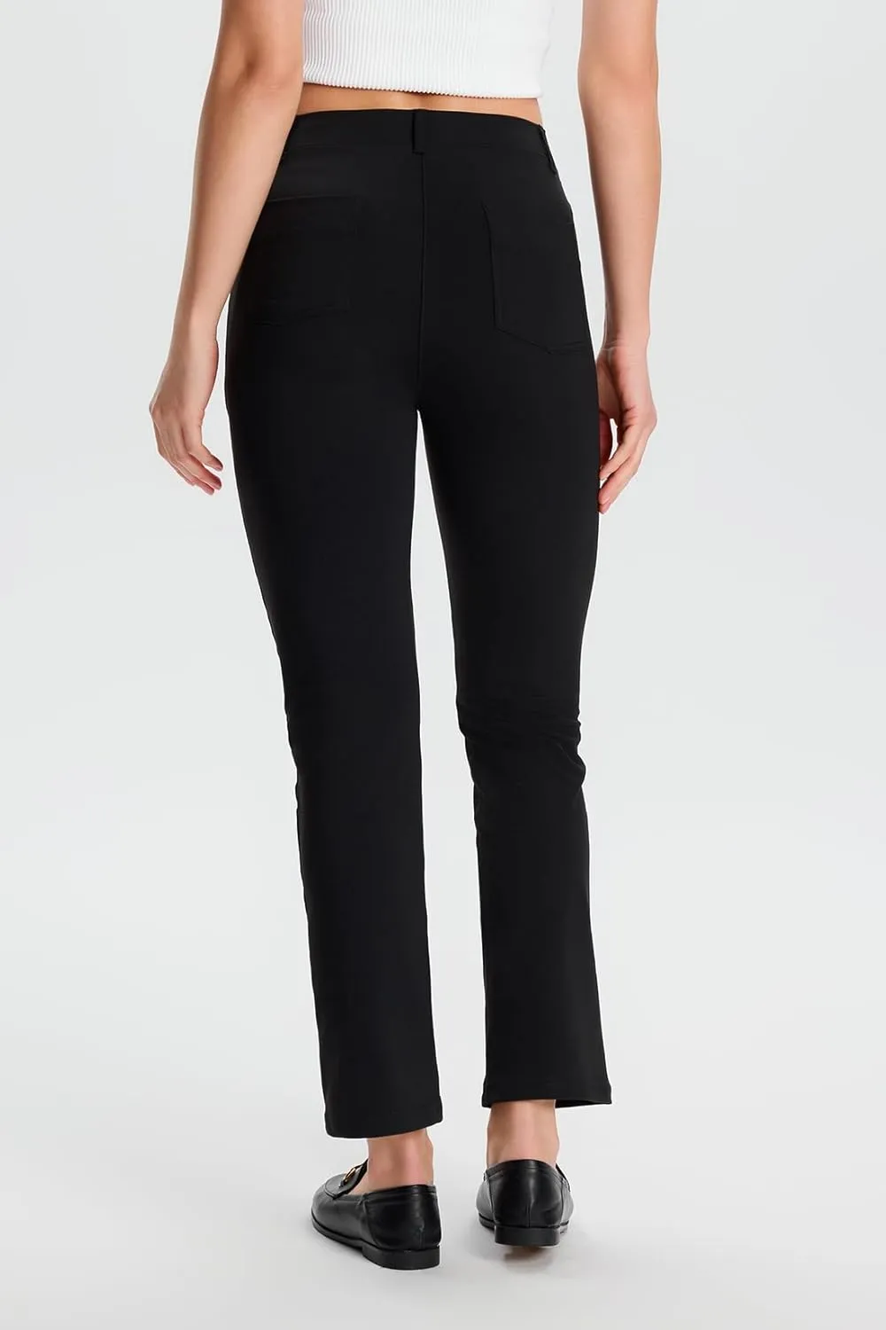 Yogipace,4 Pockets/Belt Loops,Women's Petite/Regular/Tall Stretchy Cropped Yoga Dress Pants Kick Flare Work Pants Capris