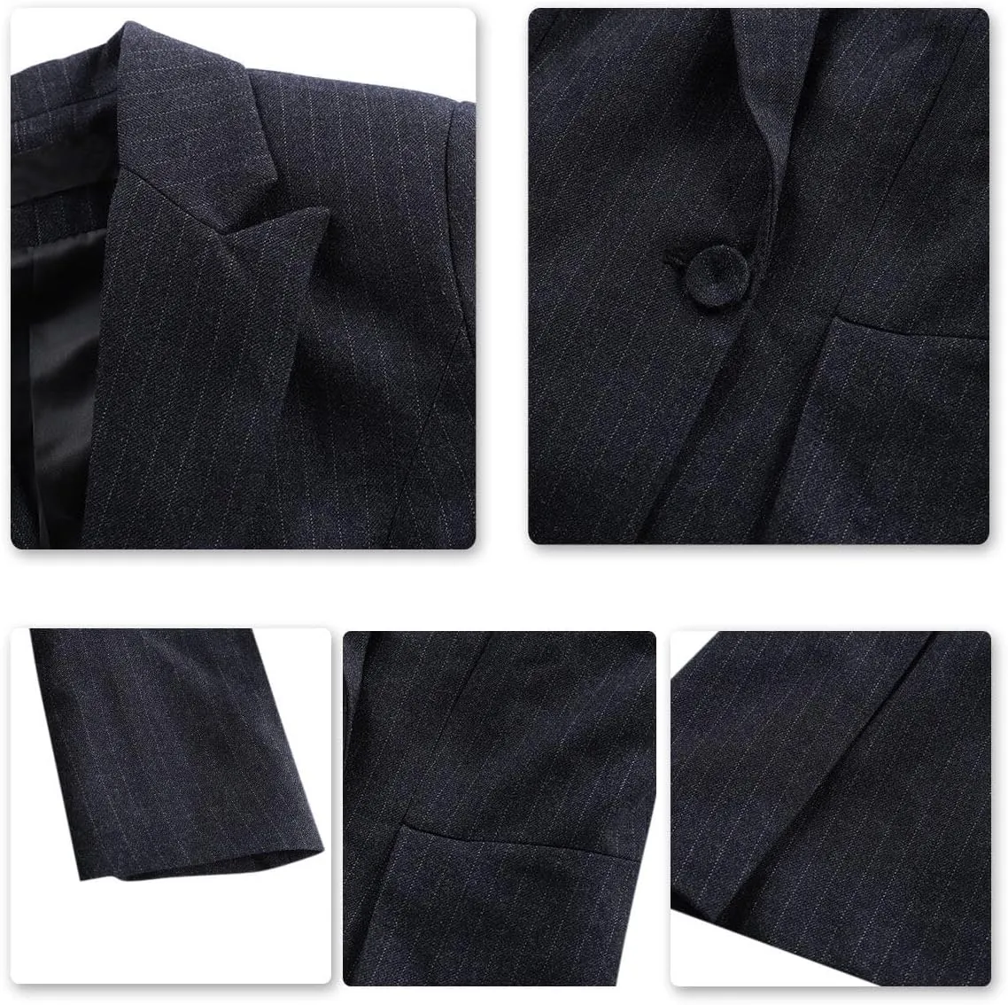YUNCLOS Women's 2 Piece Office Lady Stripes Business Suit Set Slim Fit Blazer Jacket Pant