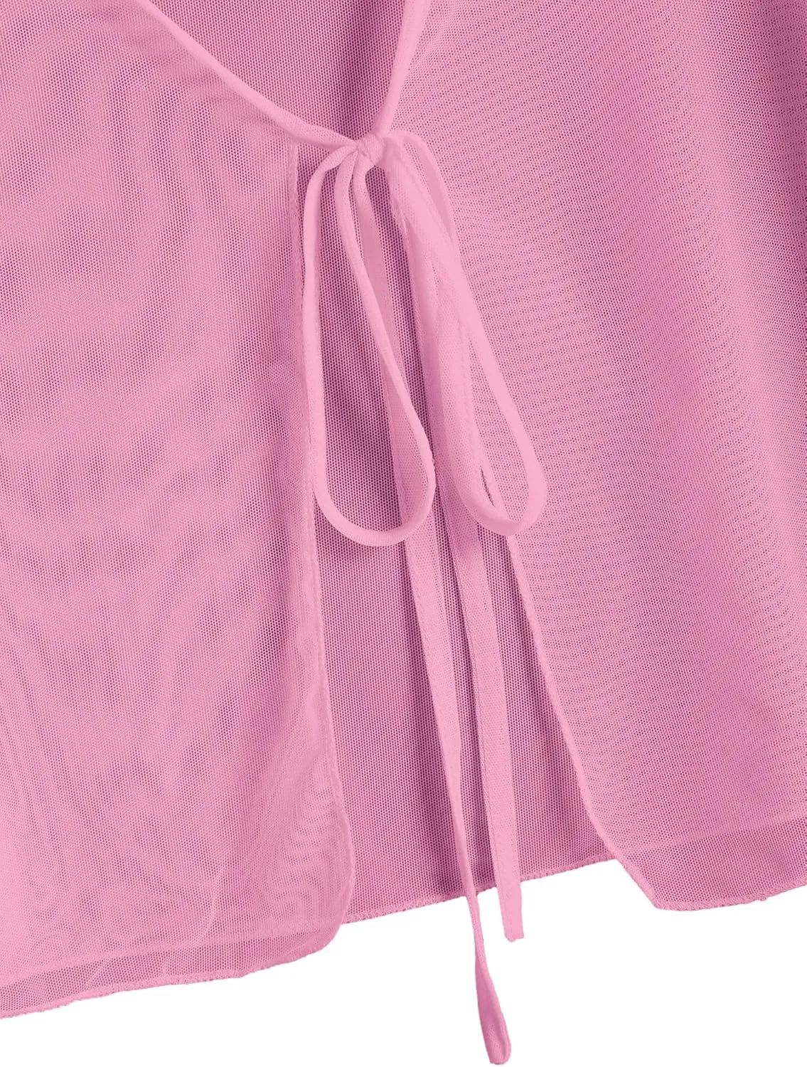 ZAFUL Women Tie Front Cardigan Long Sleeve Sheer Mesh Shrug Tie Top Lightweight Bolero Shrugs for Dresses Cover Ups