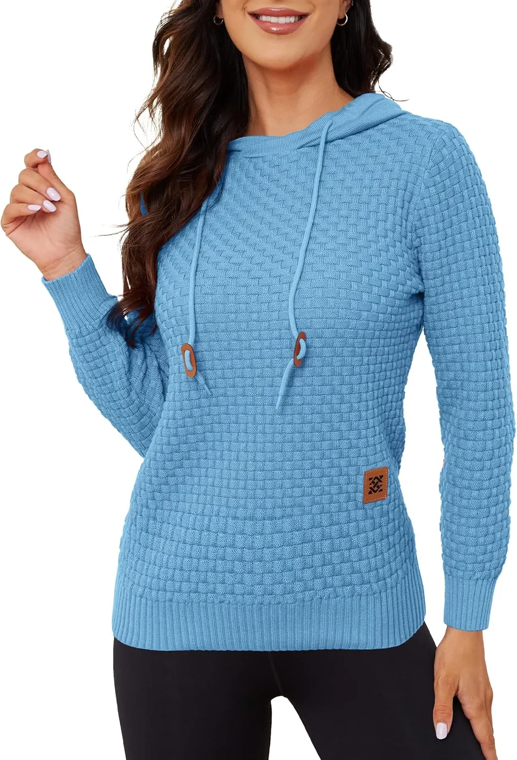 Zaitun Womens Hoodies Long Sleeve Sweatshirts Fashion Slim Waffle Casual Basic Drawstring Pullover Sweater